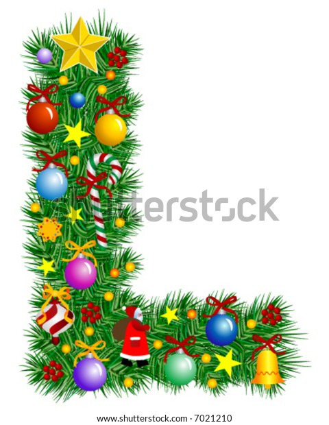 Letter L Christmas Tree Decoration Alphabet Illustrations Clip