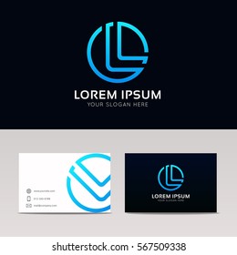 Letter L Circle Logo Icon Button Sign Vector Design