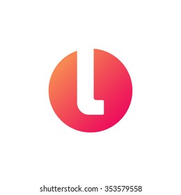 letter l circle shape icon logo orange red