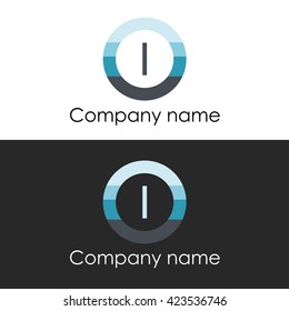 letter l circle shape icon logo white blue