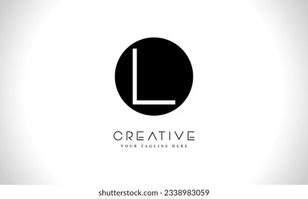Letra L forma de círculo plantilla de diseño de logotipo con color negro