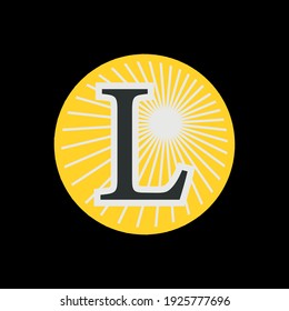 Letra L en círculo con diseño de luz solar