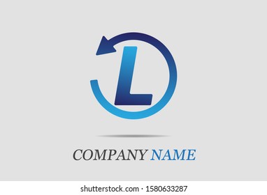 letter L with circular arrow. vector illustration.