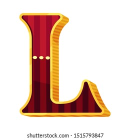 Letter L in circus style. Vector illustration on a white background.