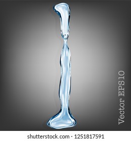 Letter l from clear transparent bluish water droplets. Vector EPS 10.