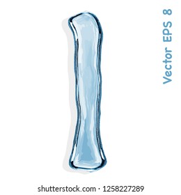 Letter l from clear transparent bluish water droplets. Vector EPS 8.