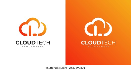 Projeto de logotipo da nuvem da letra L com gradiente laranja moderno, símbolo de conceito digital e técnico