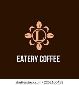 Letter L with Coffee Bean Icon for Cafe, Coffee Shop, Bean Company Logo Idea Template