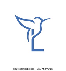 Letra L Colibri Diseño de logotipos Icono de Vector Ilustración de símbolos de emblema gráfico