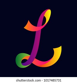 Letter L colorful ribbon Vector logo design template. Icon concept, abstract shape, eps10