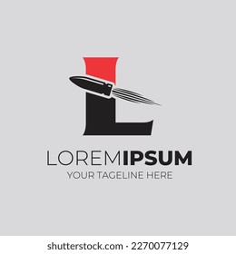 Letter L Combination With Bullet Shot Logo Design Vector Illustration