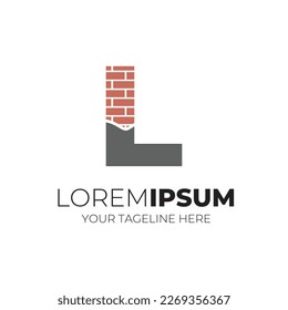 Letter L Combined With Cemented Brick Logo Design Icon Vector Illustration