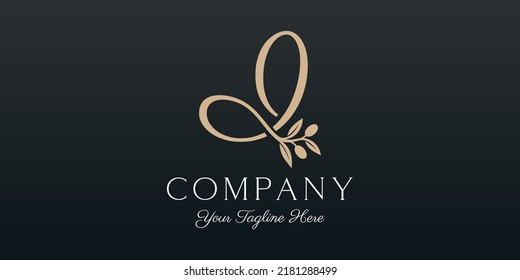 letter L combined twig Olive oil logo design template.