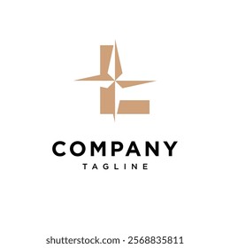 Letter L Compass Logo Icon Vector