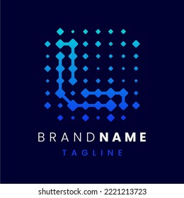 Letter L Connected Dots Technology Logo Design