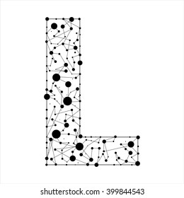 Letter L consisted of dots and lines, English alphabet