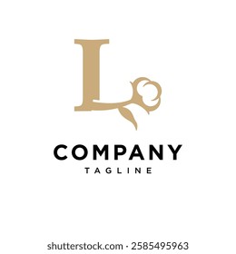 Letter L Cotton Gold Logo Icon vector