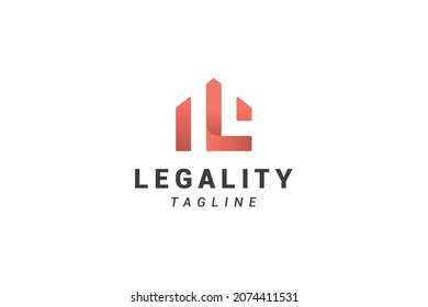 Letter L creative 3d modern red colour legal estate house logo