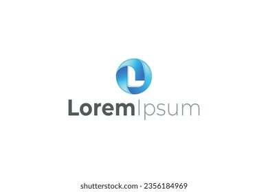 Letter L creative circular blue gradient colour 3d logo