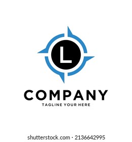 letter L with Creative Compass Concept Logo Design Template. Compass logo sign symbol. Modern vector logo design for business and company identity.
