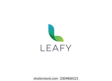 Letter L creative green colour natural leafy floral logo
