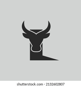 Letra L Cabeza creativa Buffalo Bull Elegante Símbolo Diseño Vector de ilustración para empresa