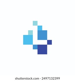 Letter L creative technological modern data pixel logo. Vector illustration