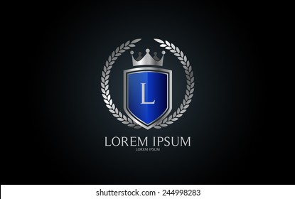 Letter L crest logo. Alphabet logotype vector design.