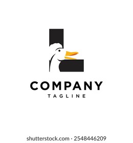 Letter L Crested Duck Logo Icon Vector