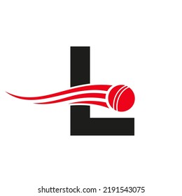 Letter L Cricket Logo Concept With Ball Icon For Cricket Club Symbol Vector Template. Cricketer Sign