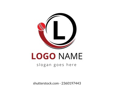 Letter L Cricket Logo Concept With Moving Cricket Ball Icon. For Cricket Club Symbol Vector Template