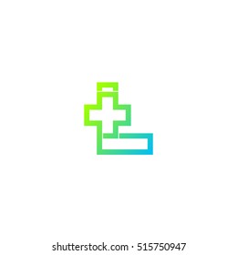 Letter L cross plus logo,Medical health care hospital Logotype