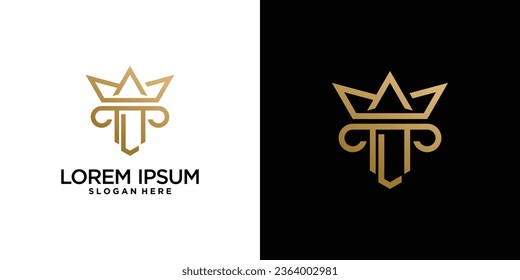 Diseño del logotipo de la letra l y la corona para el logo de un bufete de abogados con idea creativa