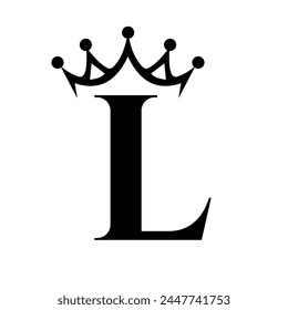 Letter L Crown Logo for Queen Sign, Beauty, Fashion, Star, Elegant, Luxury Symbol	