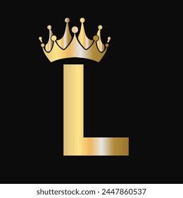Letter L Crown Logo Template. Royal Crown Logotype Luxury Sign  for Beauty, Fashion, Star, Elegant Symbol