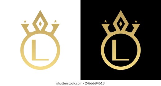 Letter L Crown Logo, Letter L Logo with crown Template for Sign Luxury Star Elegant Beauty,fashion