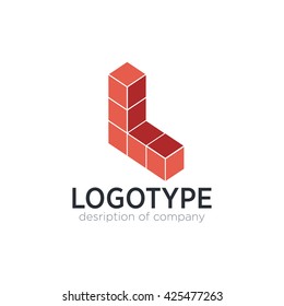 Letter L cube figure logo icon design template elements
