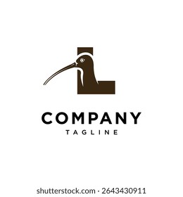 Letter L Curlew bird Logo Icon Vector