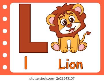 letter l for cute lion . kids education game learning
