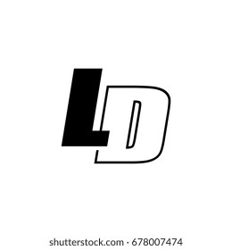 letter L and D logo overlapping black negative