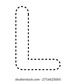 Letra L línea discontinua esquema versión de Ilustración vectorial negro
