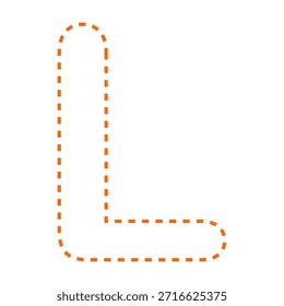 Letra L línea discontinua esquema versión de Ilustración vectorial naranja