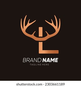 Letter L Deer Antlers Logo Design Vector Icon Graphic Illustration