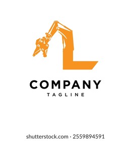 Letter L Demolition Excavator Logo Icon Vector