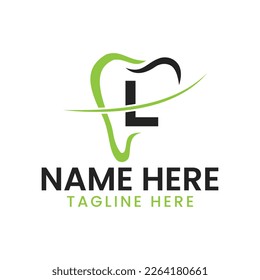 Letter L Dental Logo Concept With Teeth And Smile Icon. Dental Logotype Symbol