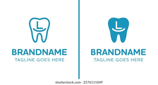 Letter L Dental Tooth Logo, symbolizing tooth, dental care and orthodontist