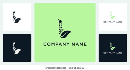 letter L digital leaf logo and icon