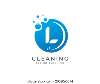 Letter L with Dots and Bubbles. Cleaning Logo Design Template