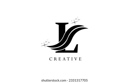 Letra L forma de corte doble logotipo iconos elementos de plantilla de diseño
