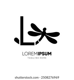 Letter L Dragonfly Logo Design Vector Icon Graphic Symbol Illustration